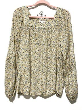 Womens Gauzy Peasant Blouse XL Cottagecore Prairie Boho Pastoral Square Neck